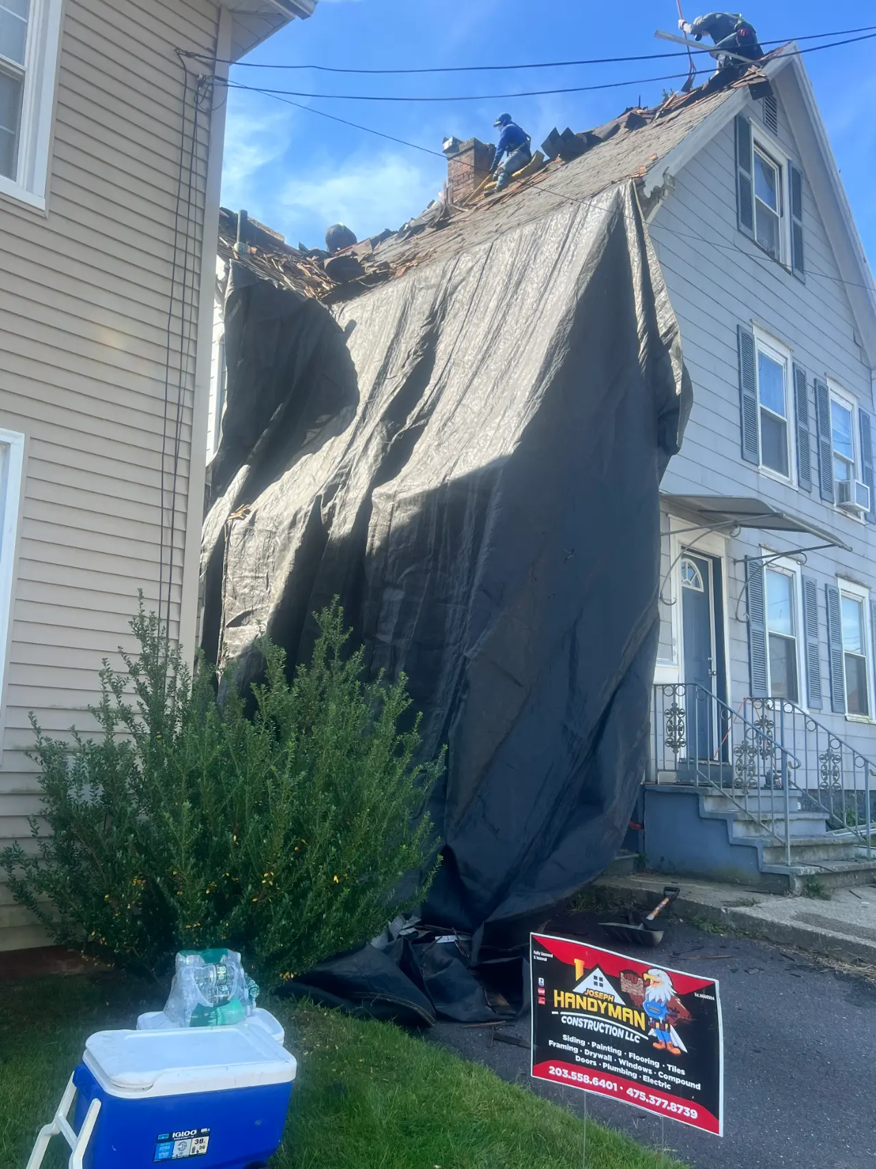Roof replacement before after